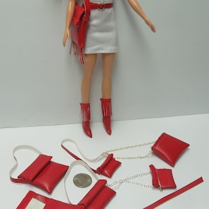 11.5" Fashion Doll Geldbörsen und Stiefel - die RED Kunstleder Kollektion