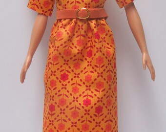 11.5" Fashion Doll Short Sleeve Dress with belt Handmade for current figure dolls