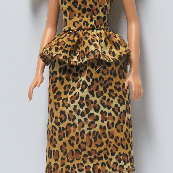 11.5" Fashion Doll Dress Handmade - animal print cheetah print