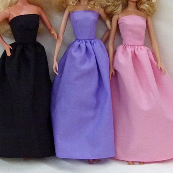 Fashion Doll Easter birthday party long dresses black purple pink - for you to decorate these fit 11.5" dolls