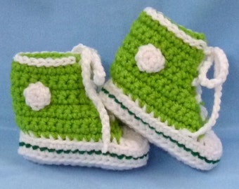 Crocheted Baby Bootie Pattern High Top Sneaker Baby Chucks style 0-3, 3-6 month size pdf format