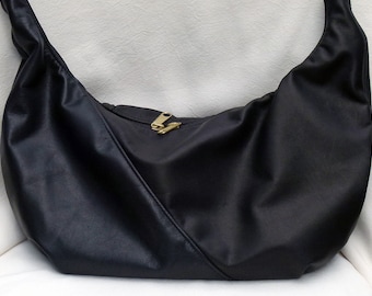 Black leather large hobo sling