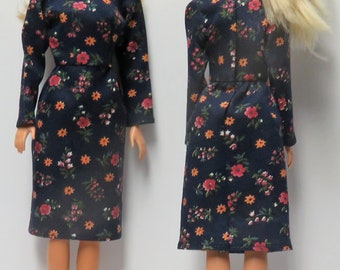 Long sleeve 11.5" Fashion Doll Dresses Handmade - navy