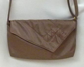 American grown American designed American made Handbag Soft Leather Built in Wallet Envelope Purse - taupe
