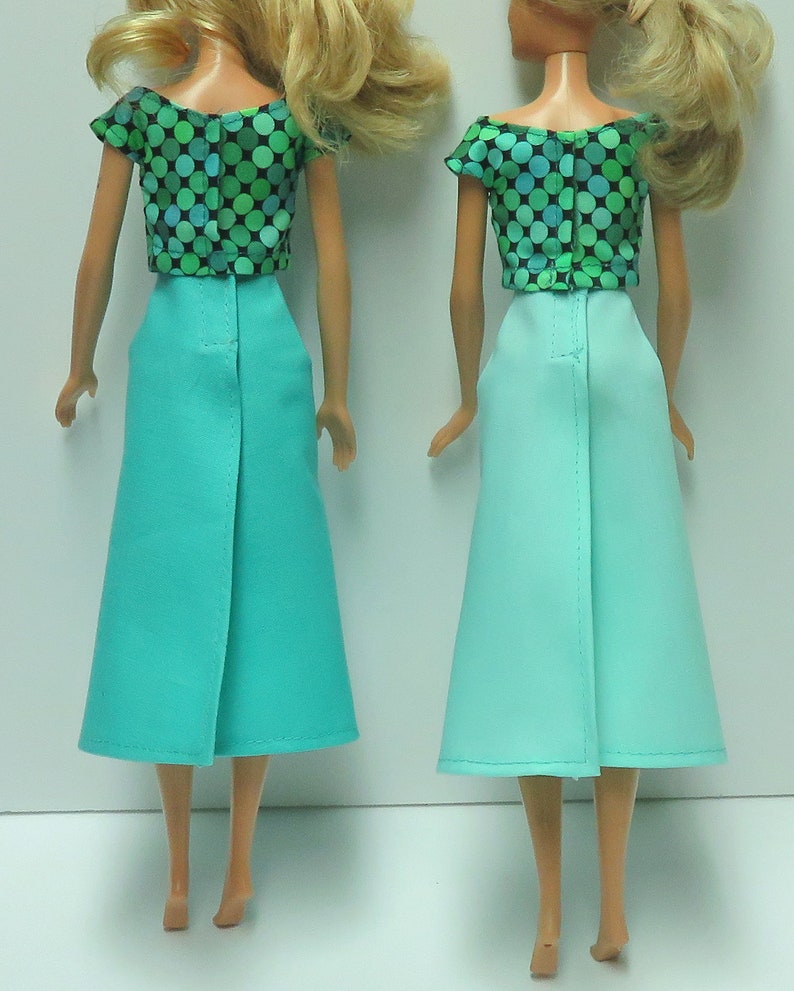 Crop top and Midi wrap skirt fits 11.5 dolls image 2