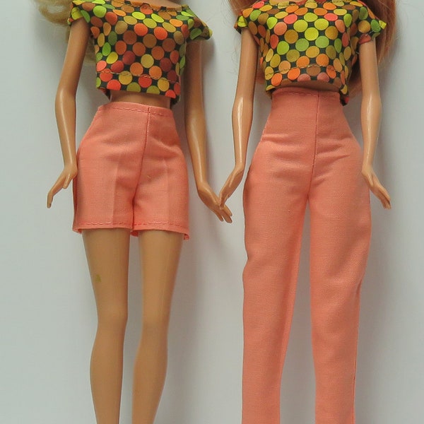 Top with Shorts or top with pants for 11.5" fashion dolls