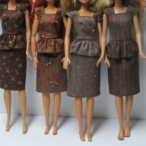 Fall colors 11.5&quot; Fashion Doll Dress Handmade - different browns