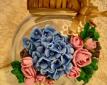 Large cookie jar - flower theme.
