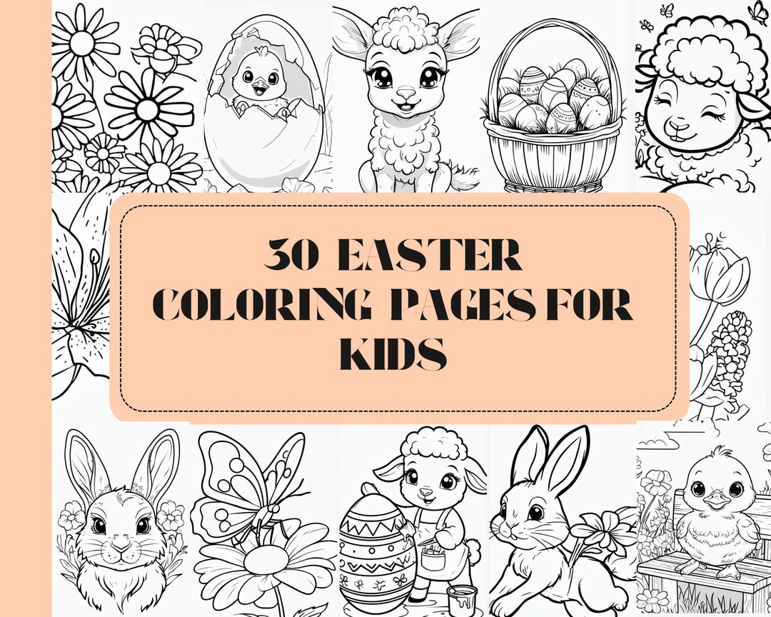 30 Easy and Cute Easter Coloring Pages for Kids: Instant Digital ...