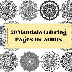 20 Mandala Coloring Pages for Adults – Printable PDF | Stress Relief & Mindfulness Activity