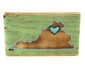 Virginia Mini Town Love Reclaimed Wood Embroidery Wall Art