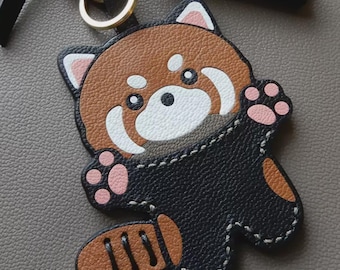 Handmade Leather Red Panda Keychain | Designer Bag Charm