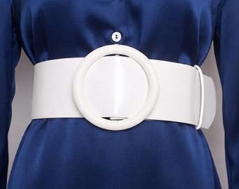Wide PU Leather Waist Belt | Adjustable Cinch Belt for Dresses, Coats
