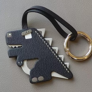 Premium Dinosaur Keychain | T-Rex Luxury Keychain for Designer Bag | Godzilla Gold Ring Keychain | Bag Charm | Leather Bag Charm | Key Chain