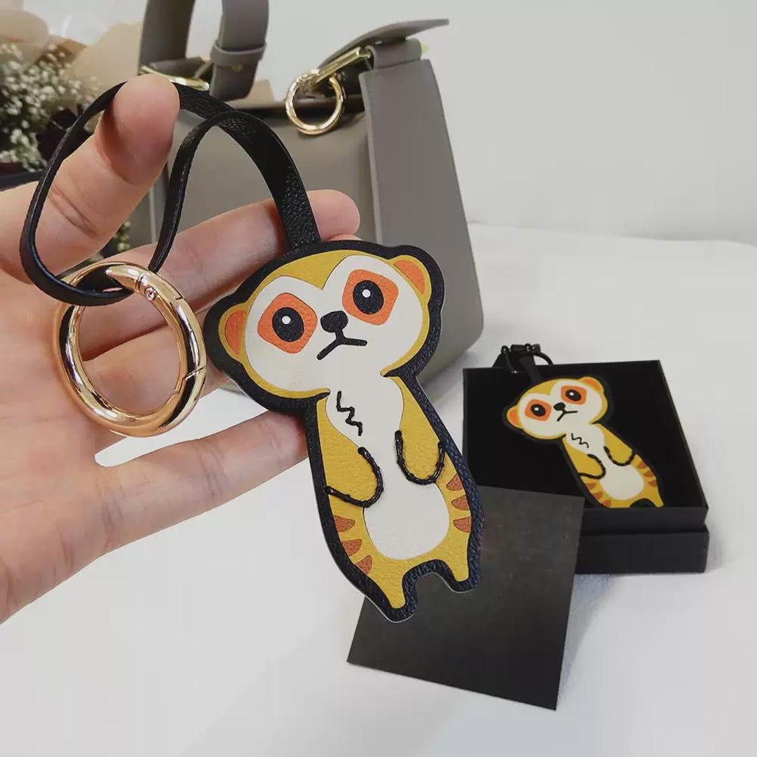 Morgott Keychain Handmade Leather Meerkat Keychain | Designer Bag Charm - Etsy