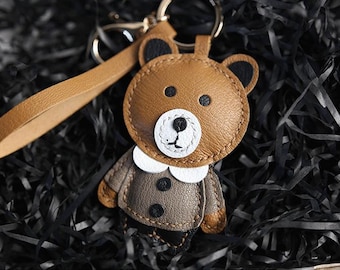 かわいいカーアクセサリー クマのキーホルダー パープルラインストーン