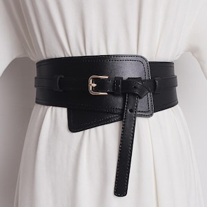 Women\'s Faux Leather Wide Waist Belt with Metal Buckle Casual Formal 613NavMGsOL._AC_UY1000_.jpg main image 4