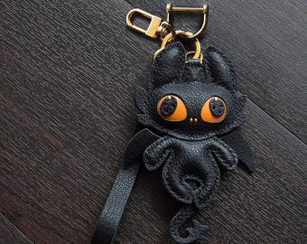 Handmade Toothless Dragon Leather Keychain | Designer Bag Charm