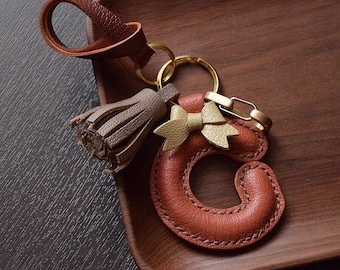 Custom Leather Letter Keychain | Handmade Bag Charm