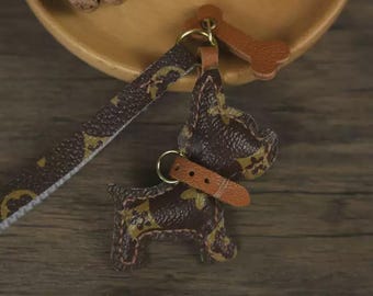 Leather Puppy Keychain | Designer Bag Charm, Handmade