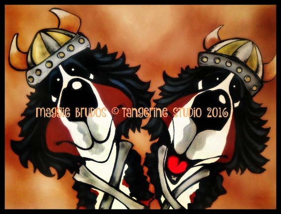 Hund Kunst Berner Wikinger Helm Berner Berg nordischen Liebe Etsy