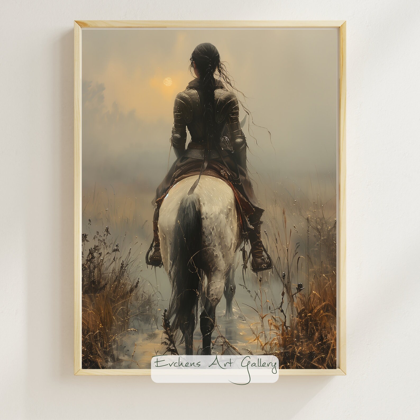 Lone Rider, Wall Art, Digital Art, Rider, Misty Landscape, Artwork ...