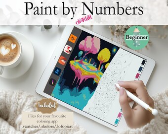 Fantasy Island | Digital Paint by Numbers | Instant Download |Perfect for Procreate, Fresco, Sketchbook, Linearity Curve, Art Set BEGINNER