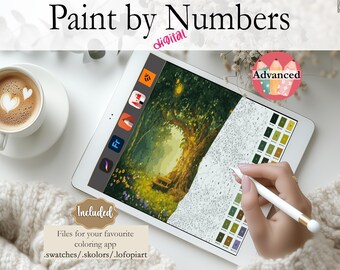 Fairy Tree | Digital Paint by Numbers | Instant Download |Perfect for Procreate, Fresco, Sketchbook, Linearity Curve, Art Set ADVANCED