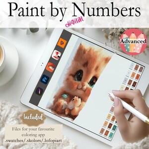 Pittura digitale con i numeri - Gatto tenero | Pittura digitale con i numeri|Procrea, Affresco, Album di schizzi, Curva di linearità, Set artistico ADVANCED #93