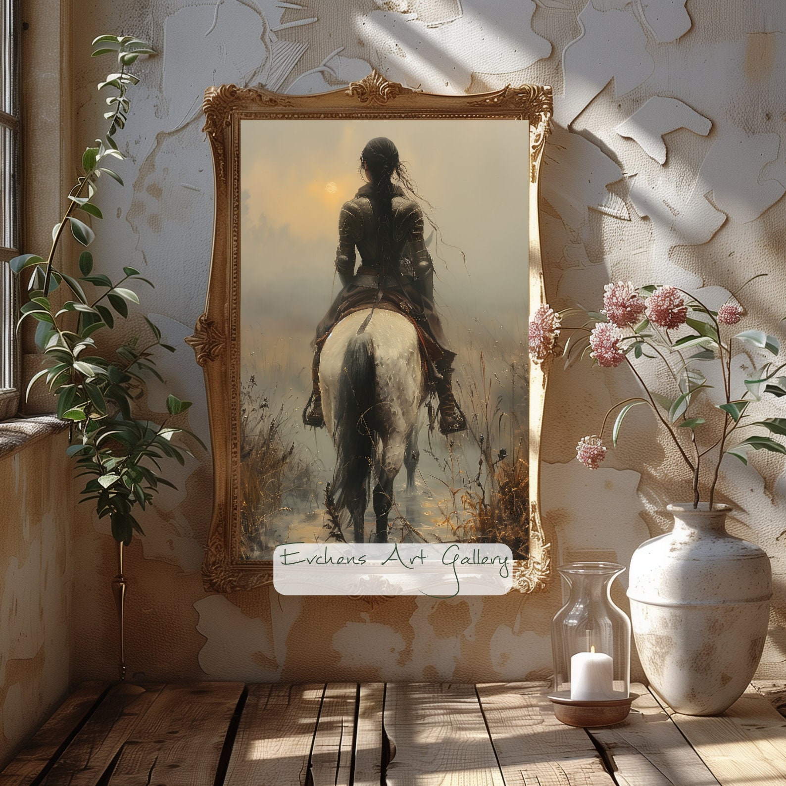 Lone Rider, Wall Art, Digital Art, Rider, Misty Landscape, Artwork ...