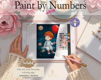 Boy Space | Digital Paint by Numbers|Instant Download|Perfect for Procreate, Fresco, Sketchbook, Linearity Curve, Art Set CHALLENGE