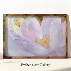 Flower Wall Art, Floral Print, Pastel Art, Gold Accent,Canvas Print,Bloom Art, Wall Picture, Pastel Pink, Golden Flower, Wall Decor, Artwork