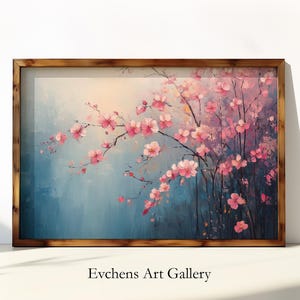 Cherry Blossom Wall Art, Floral Oil Painting, Spring Blossoms Art, Nature Wall Art, Pastel Artwork, Blossom Tree Wall Art