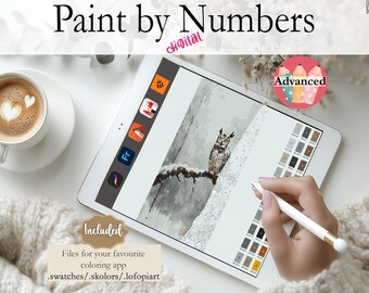 Winter Owl | Digital Paint by Numbers|Instant Download|Perfect for Procreate, Fresco, Sketchbook, Linearity Curve, Art Set ADVANCED