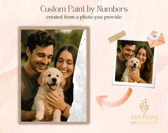 YOUR photo as a personalized DIY artwork | Custom Digital paint-by-numbers kit, creative gift & art project for home