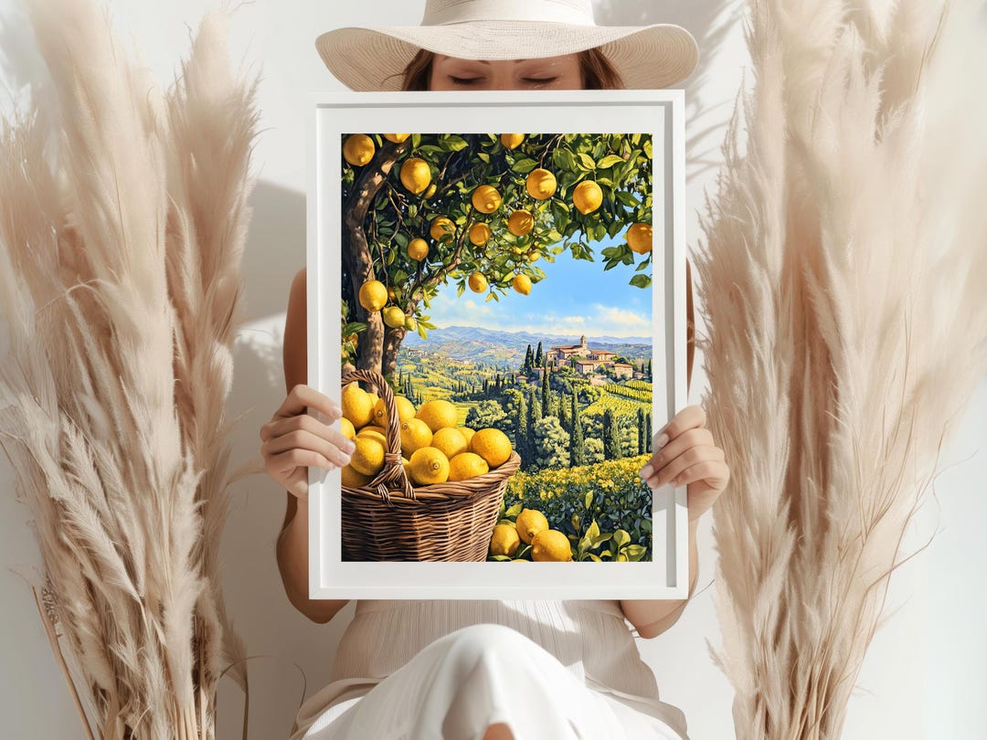 Lemon Tree Art, Mediterranean Landscape, Summer Wall Art, Tuscany Art ...