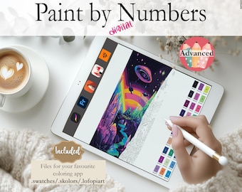 Rainbow World | Digital Paint by Numbers | Instant Download |Perfect for Procreate, Fresco, Sketchbook, Linearity Curve, Art Set ADVANCED
