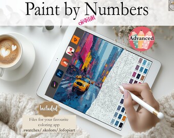 City Lights | Digital Paint by Numbers|Instant Download|Perfect for Procreate, Fresco, Sketchbook, Linearity Curve, Art Set ADVANCED