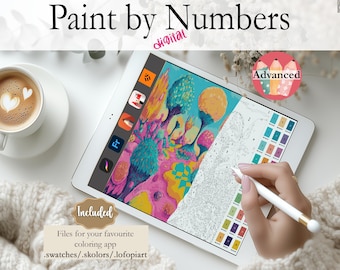 Colorful World | Digital Paint by Numbers | Instant Download |Perfect for Procreate, Fresco, Sketchbook, Linearity Curve, Art Set ADVANCED