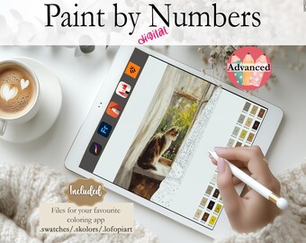 Window View | Digital Paint by Numbers|Instant Download|Perfect for Procreate, Fresco, Sketchbook, Linearity Curve, Art Set ADVANCED