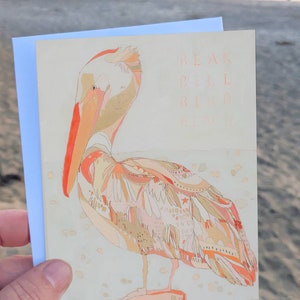 Pelikan Grußkarte, Innen leer, Ozean Strand Thema, Fernbeziehung, Brieffreundschaft, Geburtstag, Vogelliebhaber Geschenk