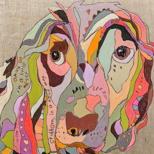 Custom Pet Portrait, Funky Abstract Commission, Unique Colorful Fun Bright Whimsical Cat Dog Painting Personalized, Bird Animal Lover