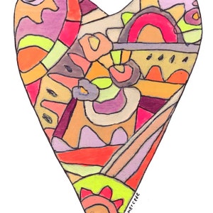 Valentine Heart Doodle Greeting Card, Colorful Cheerful, Happy Blank Love Card, Girlfriend, Sister, Friend, Galentine image 2