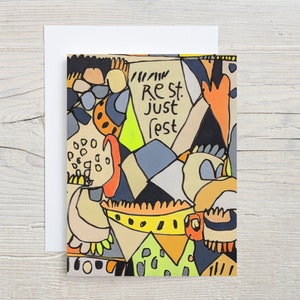 Abstrakte Grußkarte, innen leer, künstlerischer Spaß, bunt, Freundschaft, fröhlicher Geburtstag, Kunstliebhaber Geschenk