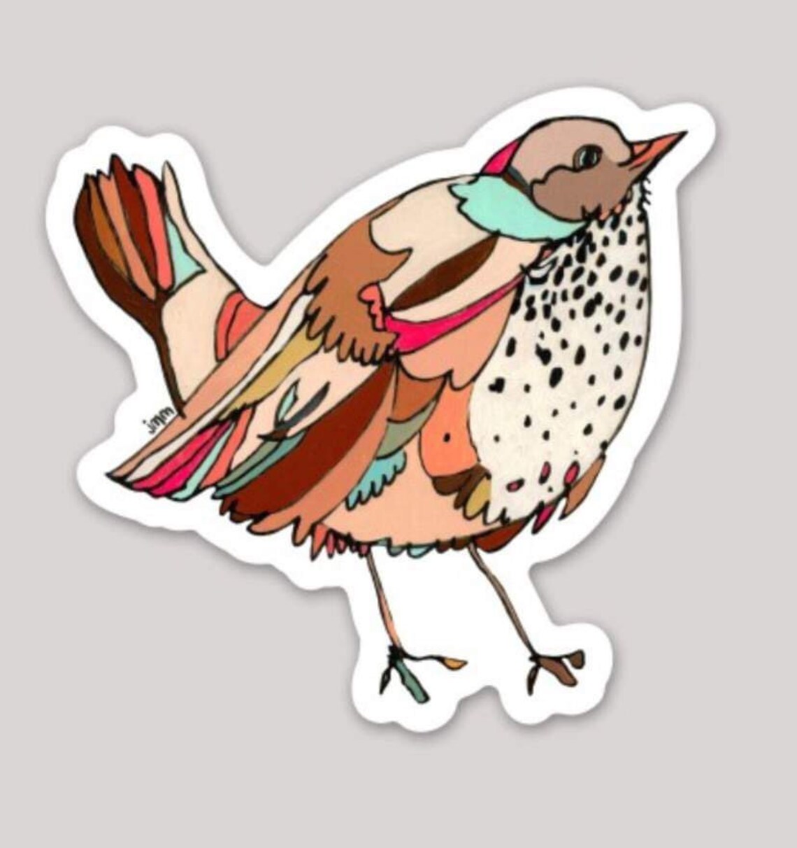 Thrush Bird Sticker Hermit Thrush Bird Sticker by Jennifer Mercede - Etsy