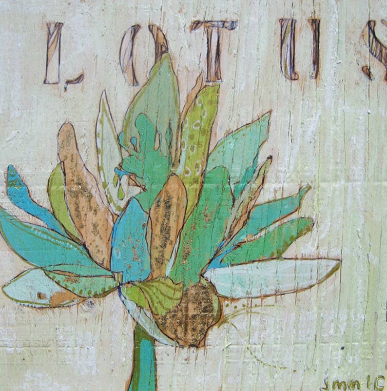 Lotus Canvas Print, Aqua Teal Mint Floral, Yoga Studio Decor, Uplifting Healing Hospital Decor, Buddah Prayer Flower Art, Jennifer Mercede image 2