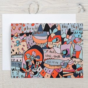 Abstrakte Grußkarte, innen leer, Künstlerischer Spaß Bunt, Fernbeziehung Brieffreundschaft Freundschaft, fröhlicher Geburtstag, Kunstliebhaber Geschenk