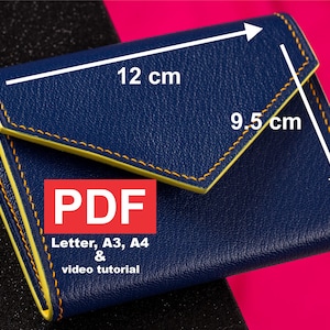 Patrón en PDF para billetera de mujer y videotutorial de Crafted Workshop, Patrón de cuero, Patrón de billetera de mujer, Patrón de billetera