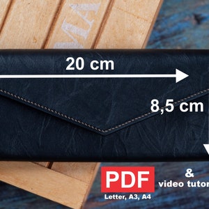 Padrão em PDF para uma carteira longa e tutorial em vídeo por Crafted Workshop, Padrão de couro, padrão de carteira longa