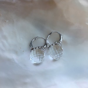 White quartz silver sterling earrings image 3